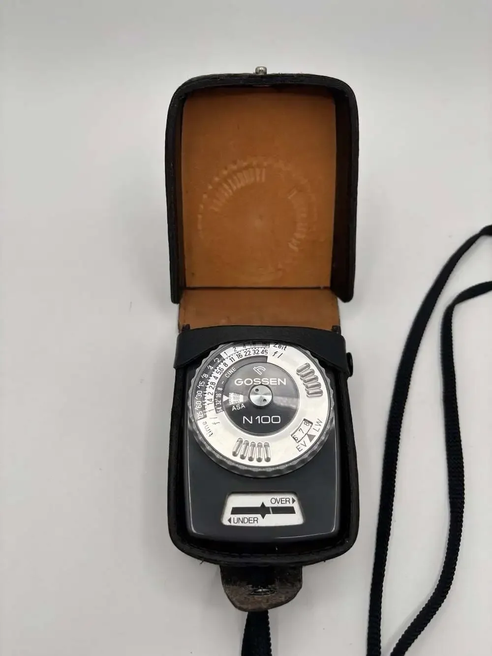 Vintage Gossen N100 Exposure Light Meter with Leather Case and Strap